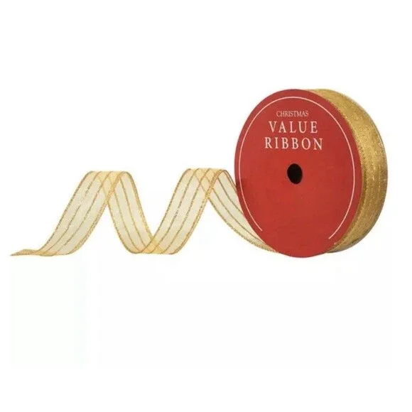 New Lot Of 3 Glitter Wired Edge Sheer Ribbon Ribbon 90 Ft X 1.5 in - Picture 4 of 6